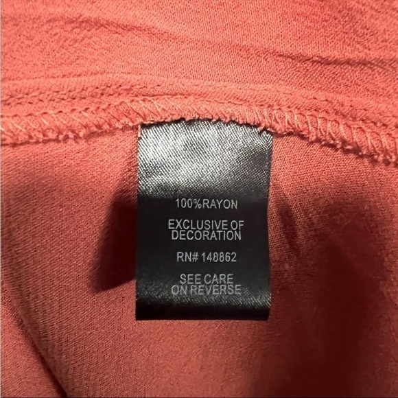 Torrid Babydoll Rayon Crepe Embroidered Lace-Up Top in Redwood - Picture 5 of 6